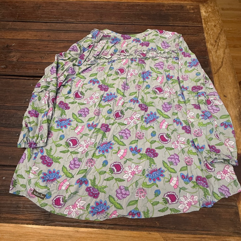 Matilda Jane Thinking Out Loud Floral Henley Blouse Gray Purple XXL Rayon Boho - Picture 4 of 9
